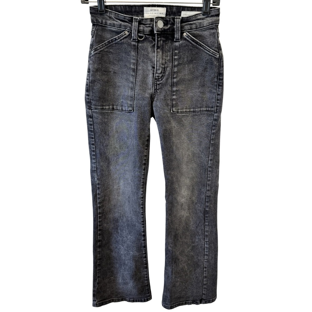 Cotton On Stretch Bootleg Jeans Black Utility Style Size 2